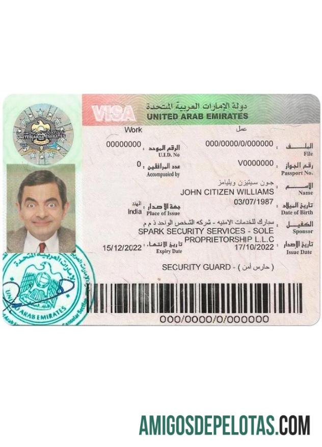 Visto de trabalho para os Emirados Árabes Unidos baixar para verificação